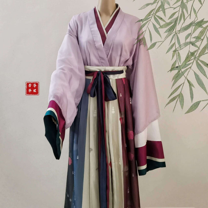 Hanfu Dress Set, 3-Piece Outfit (2 Tops + 1 Skirt), Traditional Chinese Costume from the Wei Jin Dynasty Period