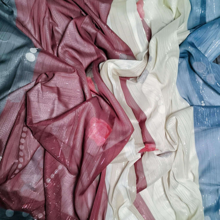 Hanfu Dress Set, 3-Piece Outfit (2 Tops + 1 Skirt), Perspective Fabric with Lining