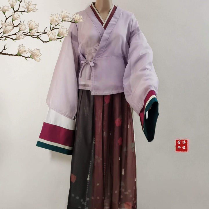 Hanfu Dress Set, 3-Piece Outfit (2 Tops + 1 Skirt), Traditional Chinese Costume