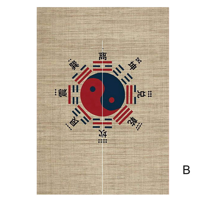 Eight Trigrams Noren Curtain, Kitchen Doorway Curtain, Feng Shui 35x59in