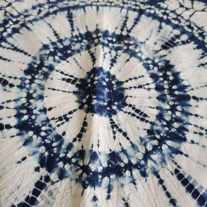 Square Tablecloth, Indigo Tie-Dye Shibori Table Cover Design Details