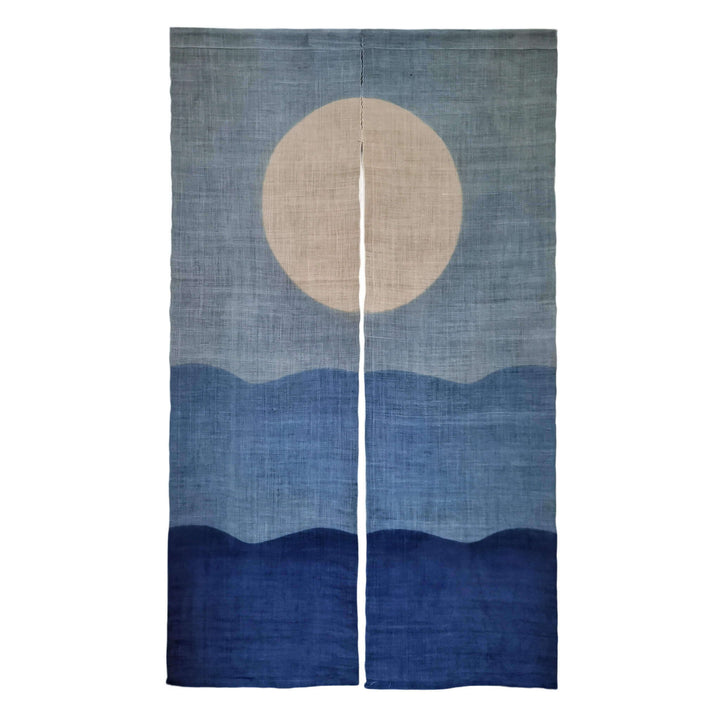 Japanese Shibori Noren Curtain/Linen Ramie あさ Doorway Curtain/Sea Sunrise/35x59in