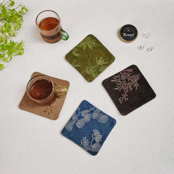 Burned Coarse Cotton Tea Cup Coasters Set