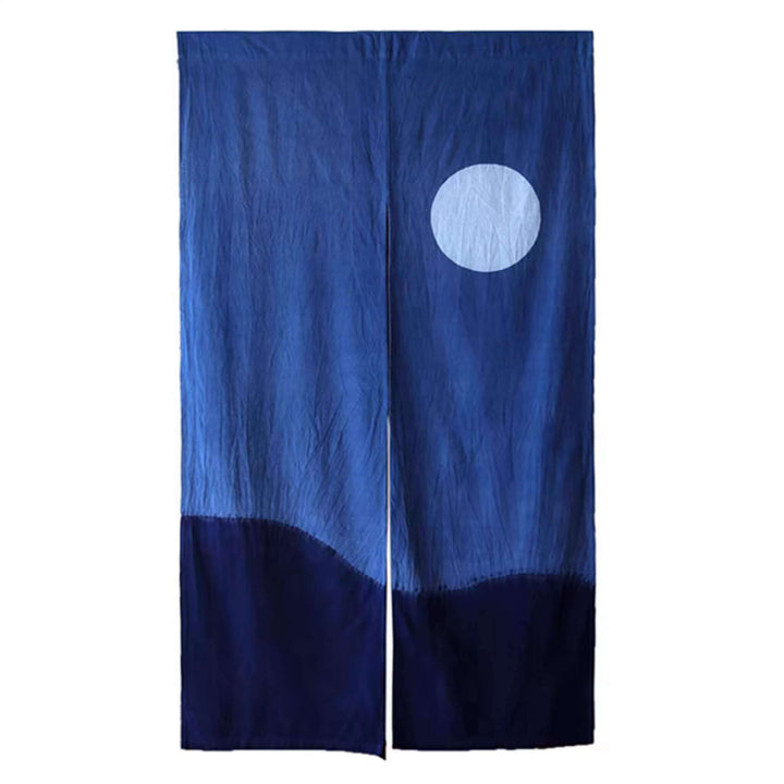 Moonlit Night Shibori Noren Door Curtain, Tie-Dye Cotton Room Divider