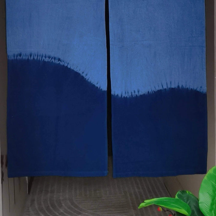 Moonlit Night Shibori Noren Door Curtain Hanging on Door