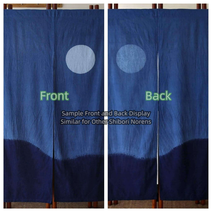 Moonlit Night Shibori Tie-Dye Cotton Noren Door Curtain Front and Back