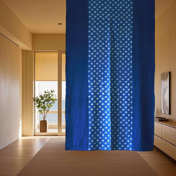 Japanese Shibori Cotton Noren Curtain, Room Divider, Closet Curtain, 33x59in, Hanging on Ceiling