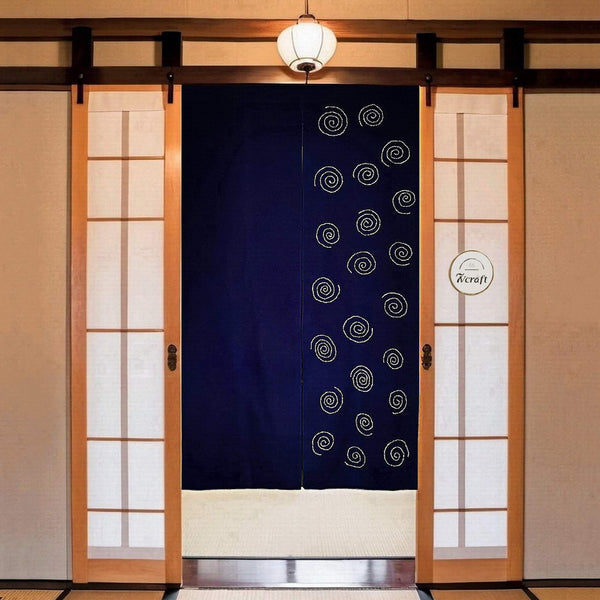 Japanese Noren Curtain with Sashiko Embroidery/Shibori Tie-Dye/33x59in/Hanging on Door