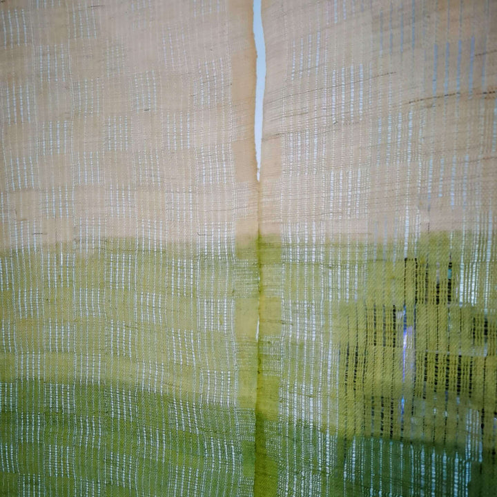 Natural Tie-Dye Green Noren / あさ Ramie Room Divider / Fabric Details
