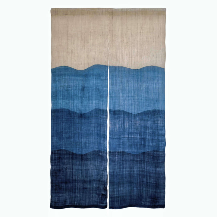 Japanese Tie-Dye Ramie あさ Noren Curtain/Doorway Curtain Decorative/Waves/35x59in