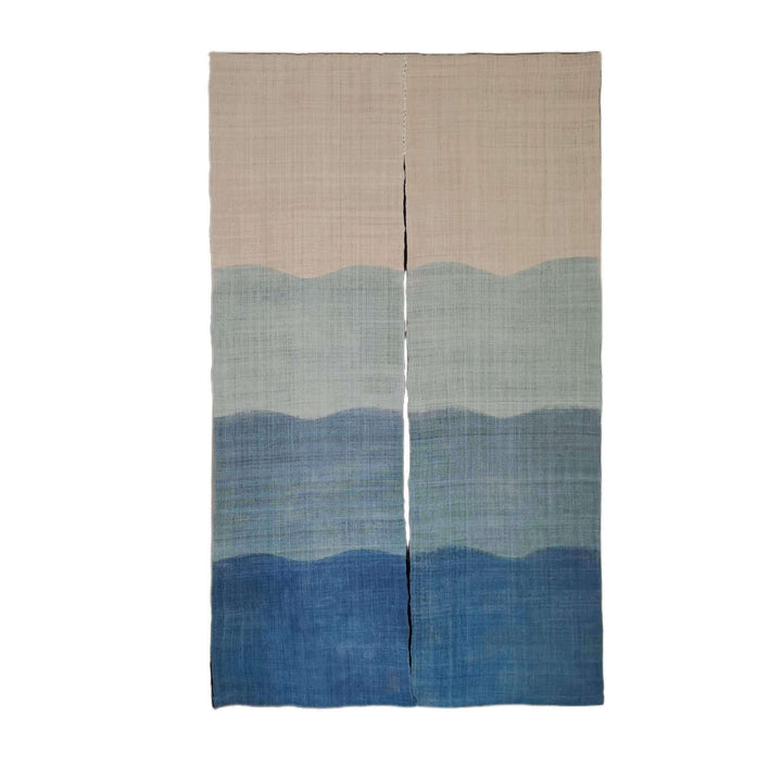 Japanese Tie-Dye Ramie あさ Noren Curtain/Room Divider/Mountains/33x59in