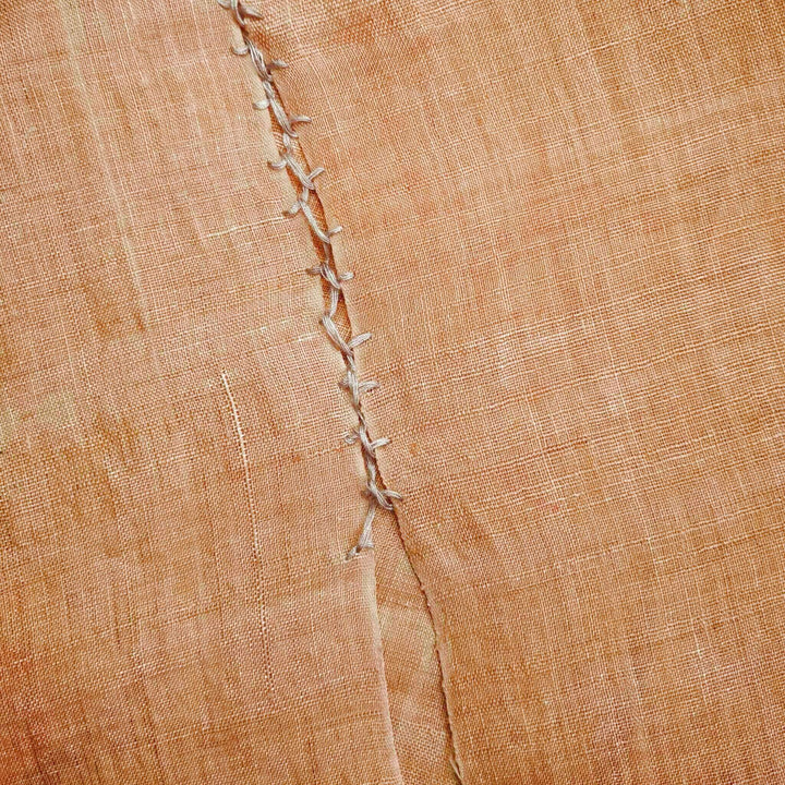 Orange Hemp Ramie Door Curtain, Tie-Dye Shibori Japanese Noren Fabric Details