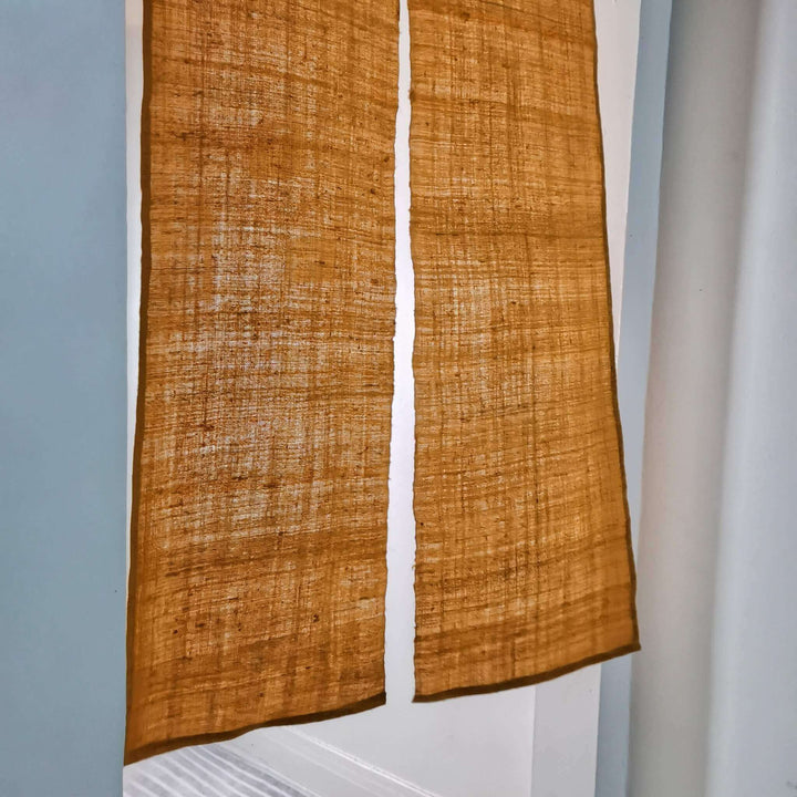 Orange Ramie Door Curtain, 2 Panels Tie-Dye Shibori Noren Doorway Curtain