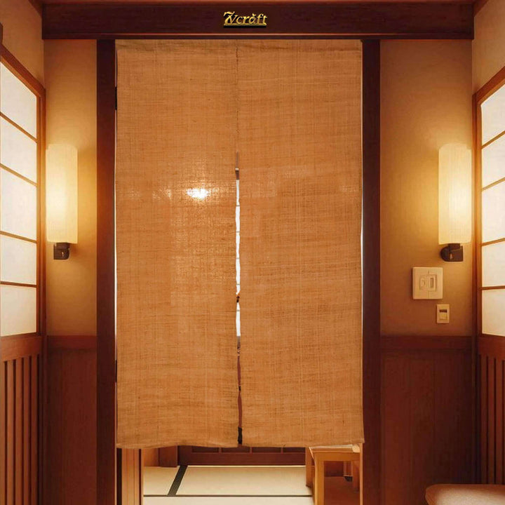 Orange Ramie Door Curtain, 2 Panels Tie-Dye Shibori Noren Curtain Hanging on Door