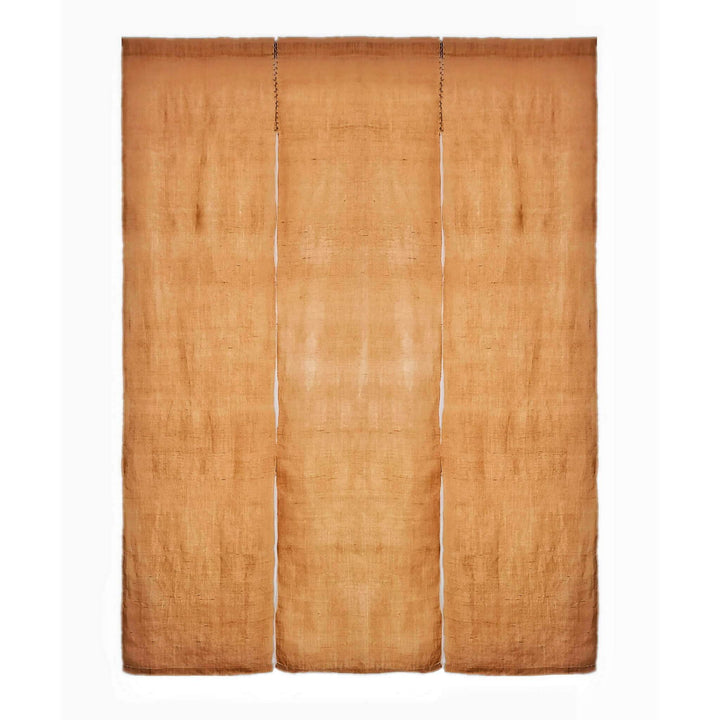 Orange Hemp Ramie Door Curtain, Tie-Dye Shibori Japanese Noren, 3 Pieces