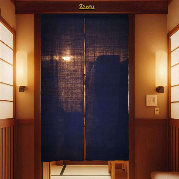 Indigo Ramie あさ Noren Curtain, Shibori Room Divider, 2 Panels, Hanging on Door,