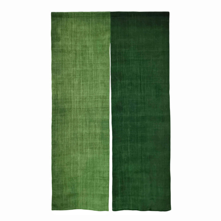Shibori Japanese Noren Curtain/Two-Tone Green Doorway Curtain Decorative/Handwoven Linen (あさ) 33x59in