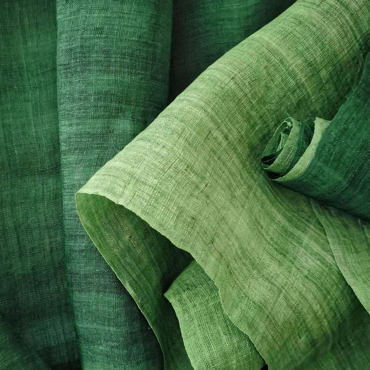 Shibori Japanese Noren Curtain/Two-Tone Green Doorway Curtain Decorative/Handwoven Linen (あさ) Fabric Details