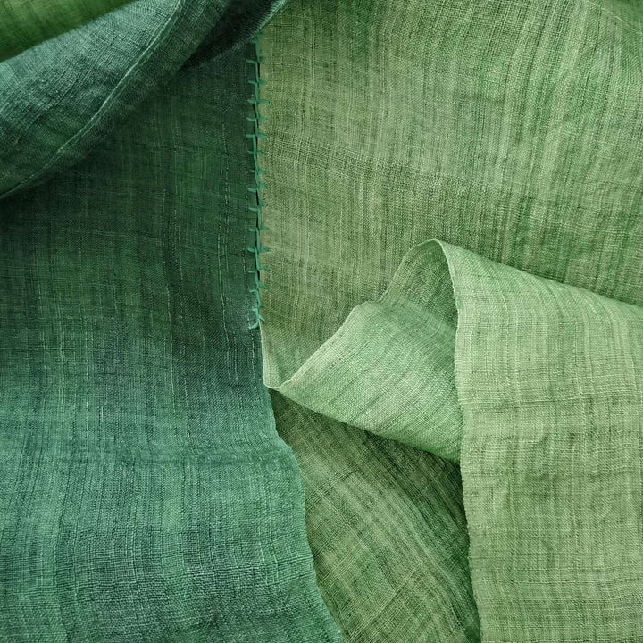 Shibori Japanese Noren Curtain/Two-Tone Green Doorway Curtain Decorative/Handwoven Linen (あさ) Fabric Details