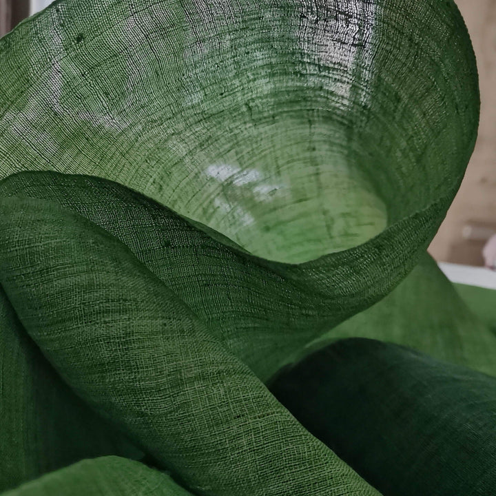 Green Handwoven Linen Ramie (あさ) Fabric Details