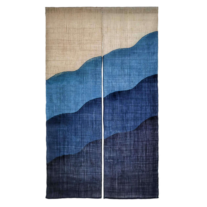 Shibori Linen Ramie あさ Noren Curtain/Japanese Doorway Curtain/Mountains/35x59in