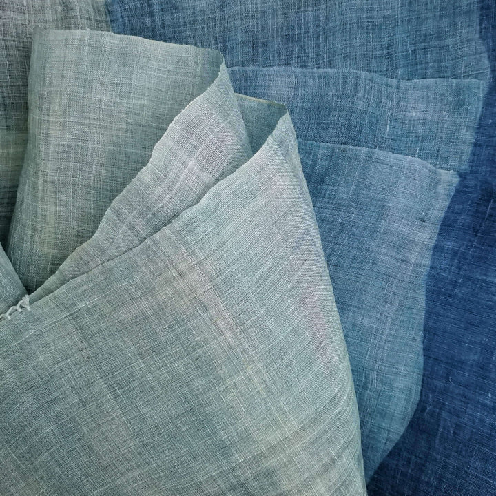 Japanese Noren Tie-Dye Ramie あさ Doorway Curtain, 3 Panels, Waves. Fabric Details