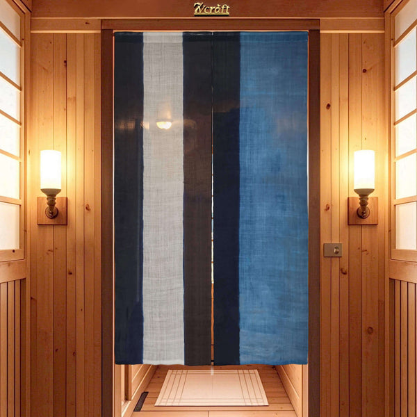Shibori Japanese Doorway Curtain/Handwoven Linen (あさ) Noren Curtain/Hanging on Door