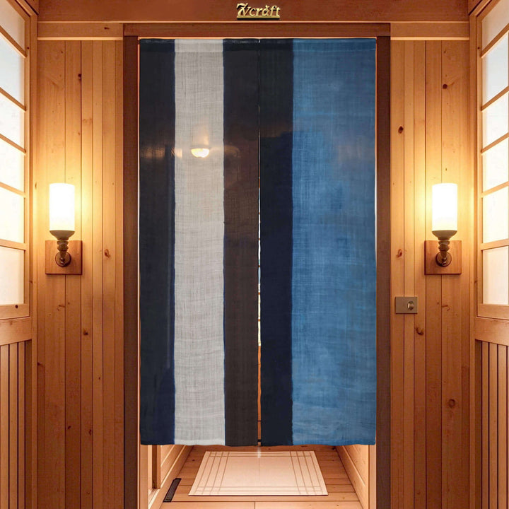 Shibori Japanese Doorway Curtain/Handwoven Linen (あさ) Noren Curtain/Hanging on Door