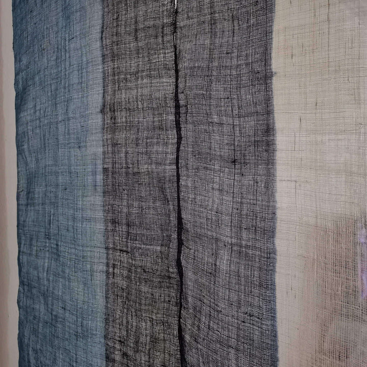 Shibori Japanese Doorway Curtain/Handwoven Linen (あさ) Noren Curtain/Backlight