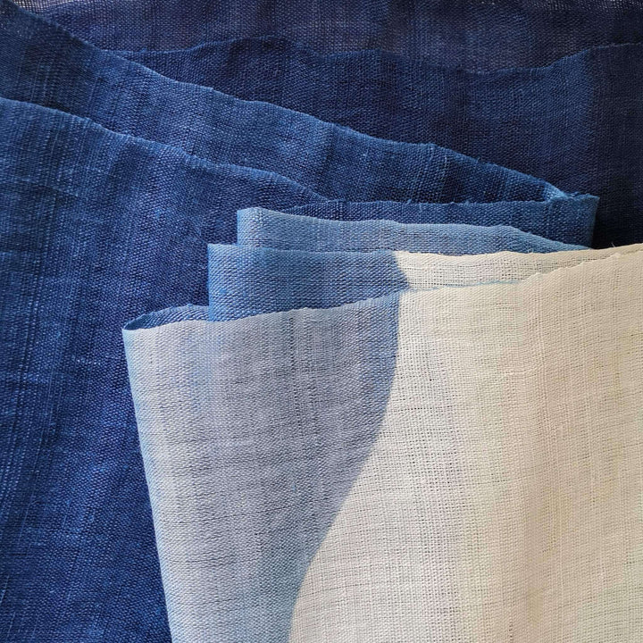 Shibori Linen Ramie あさ Noren Curtain/Japanese Doorway Curtain/Mountains/Fabric Details